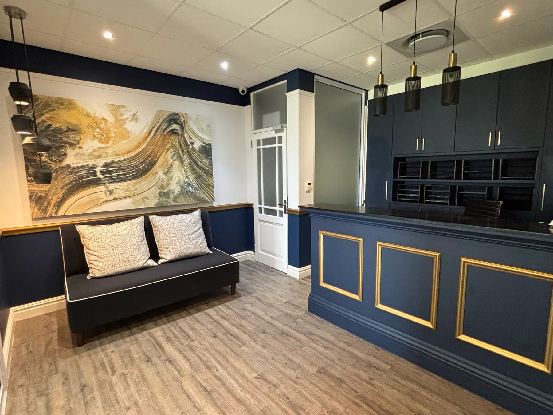 The reception and waiting area at Polo Pavilion, Val de Vie.